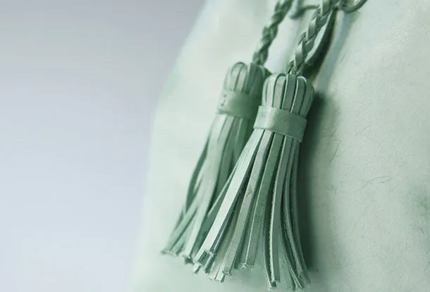 Handmade leather purse backpack green bag shoulder bag satchel bag purse women
