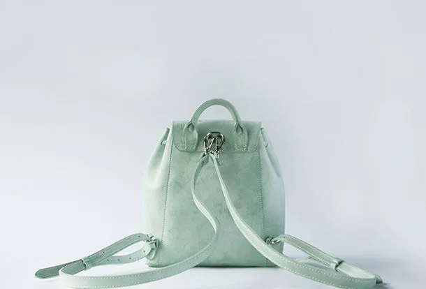 Handmade leather purse backpack green bag shoulder bag satchel bag purse women