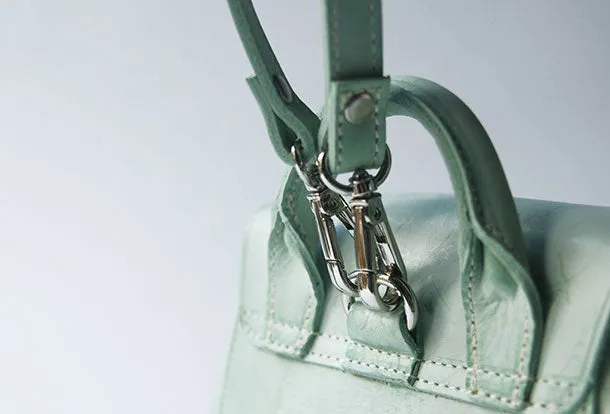 Handmade leather purse backpack green bag shoulder bag satchel bag purse women