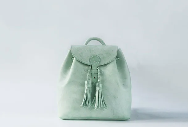 Handmade leather purse backpack green bag shoulder bag satchel bag purse women
