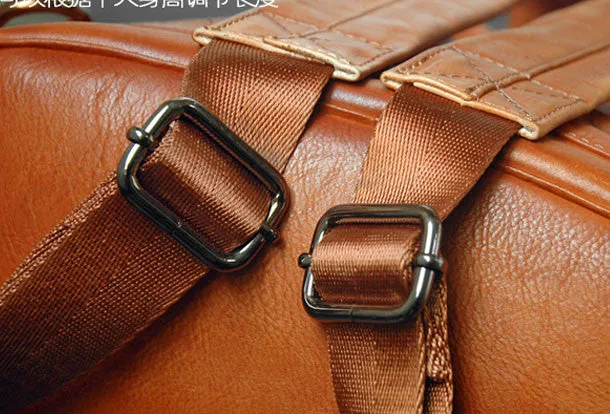 Handmade Leather satchel bag backpack women bag men shoulder bag brown