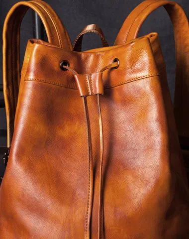 Handmade Leather satchel bag backpack women bag men shoulder bag brown