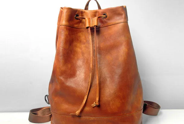 Handmade Leather satchel bag backpack women bag men shoulder bag brown