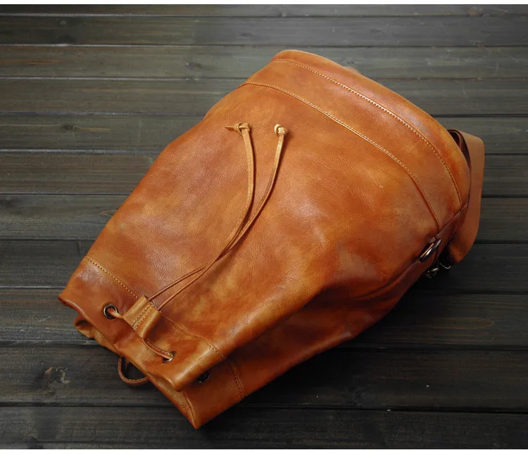 Handmade Leather satchel bag backpack women bag men shoulder bag brown
