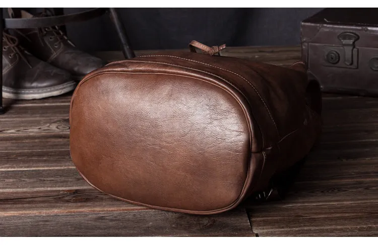 Handmade Leather satchel bag backpack women bag men shoulder bag brown