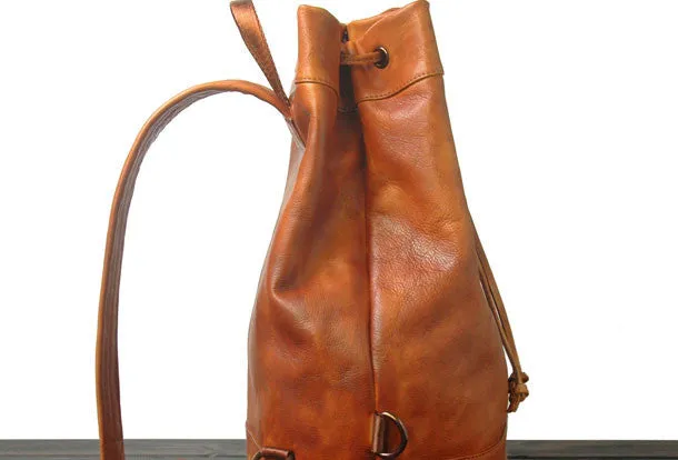 Handmade Leather satchel bag backpack women bag men shoulder bag brown