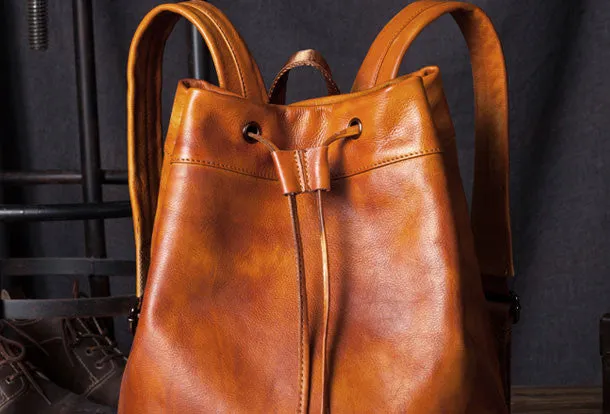 Handmade Leather satchel bag backpack women bag men shoulder bag brown