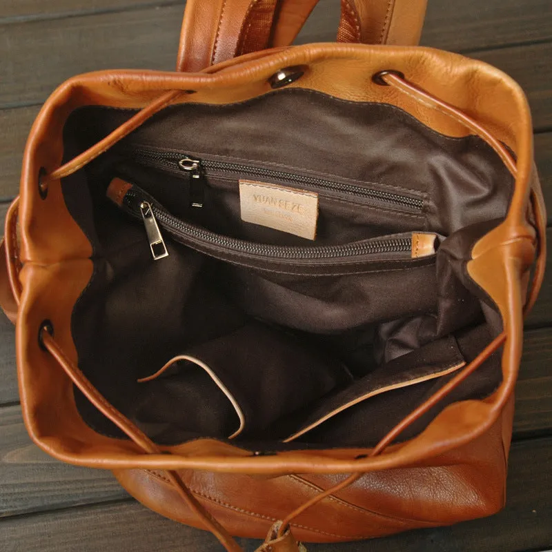 Handmade Leather satchel bag backpack women bag men shoulder bag brown