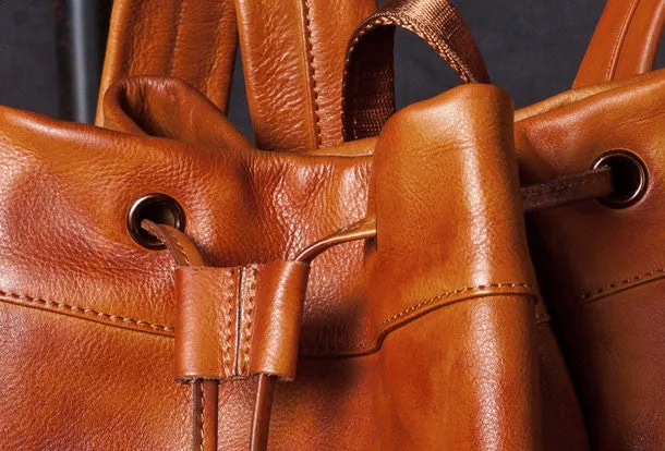 Handmade Leather satchel bag backpack women bag men shoulder bag brown