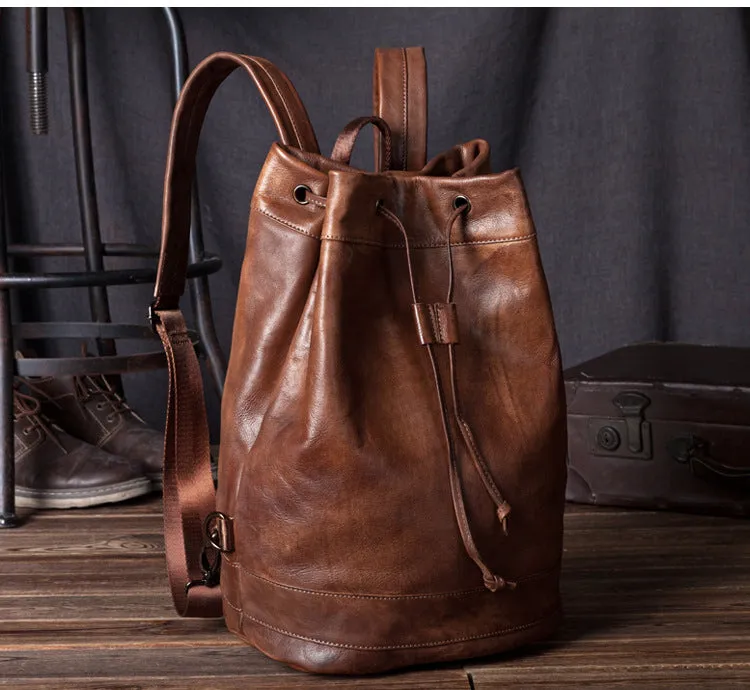 Handmade Leather satchel bag backpack women bag men shoulder bag brown