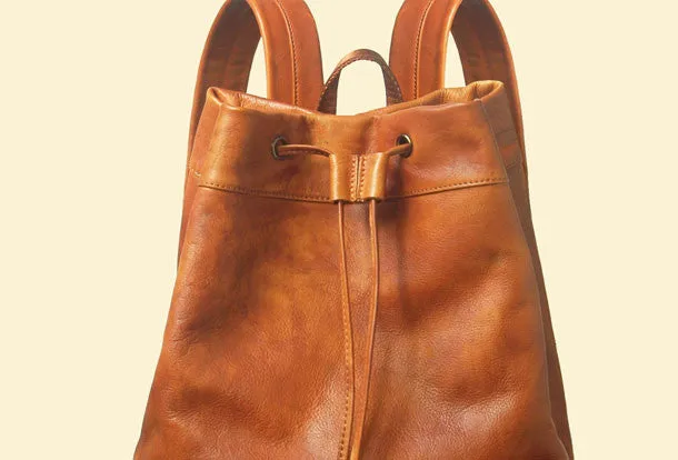Handmade Leather satchel bag backpack women bag men shoulder bag brown