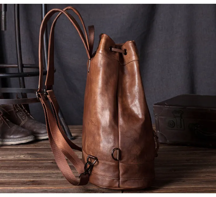 Handmade Leather satchel bag backpack women bag men shoulder bag brown