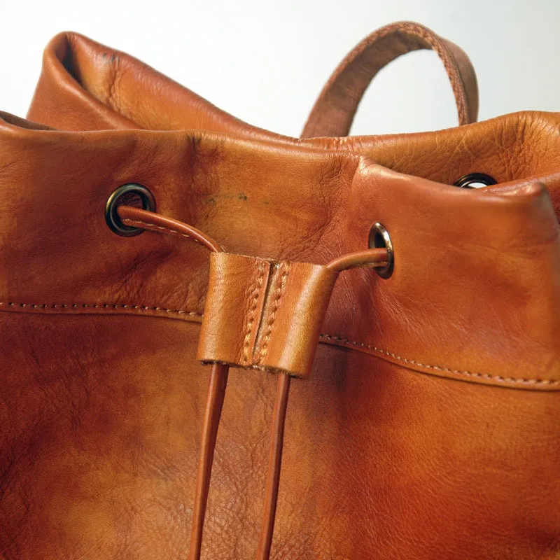 Handmade Leather satchel bag backpack women bag men shoulder bag brown