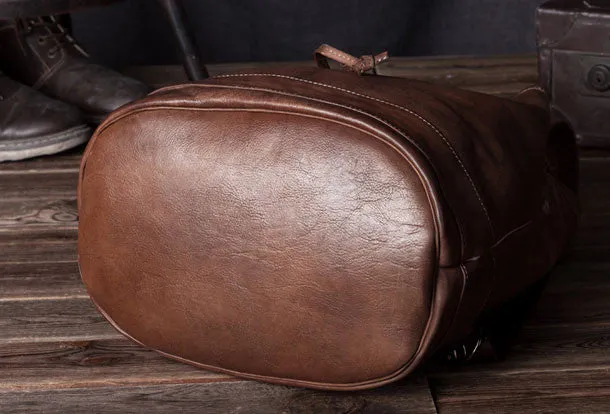 Handmade Leather satchel bag backpack women bag men shoulder bag brown