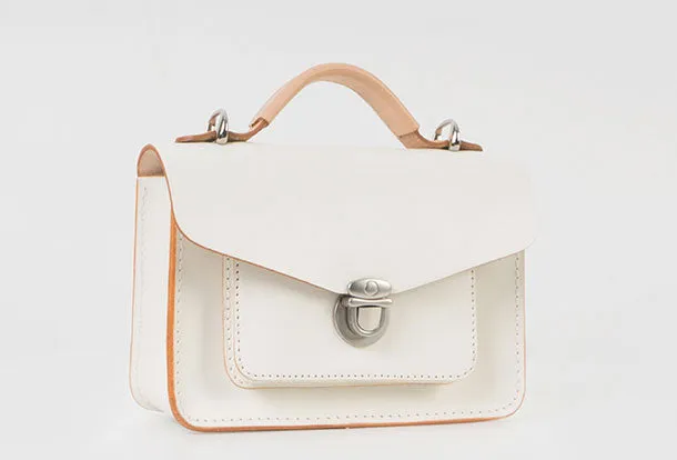 Handmade Leather Women messenger stachel bag purse shoulder bag small white phone crossbody bag