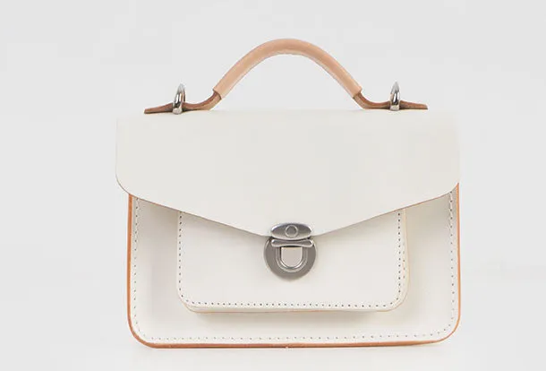Handmade Leather Women messenger stachel bag purse shoulder bag small white phone crossbody bag