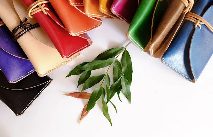 Handmade LEATHER Womens Long Wallet Leather Envelope Long Wallets FOR Women
