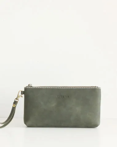 Handmade leather womens zip phone clutch purse Wristlet wallet purse clutch