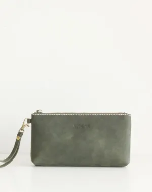 Handmade leather womens zip phone clutch purse Wristlet wallet purse clutch
