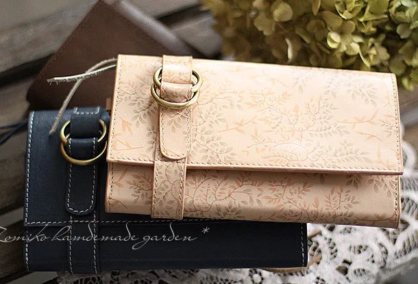 Handmade pretty modern accordion leather long iphone bifold wallet for women/lady girl