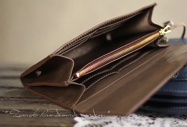 Handmade pretty modern accordion leather long iphone bifold wallet for women/lady girl