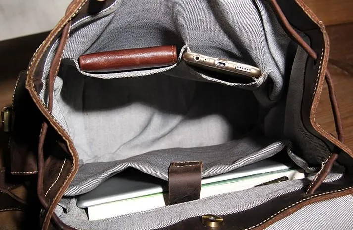 Handmade Vintage Leather Coffee Mens Cool Leather Backpack Travel Bag for men
