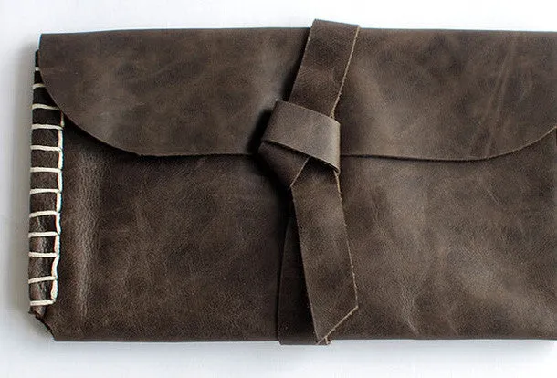 Handmade vintage womens leather long wallet leather envelope long wallet for women