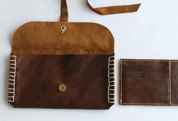 Handmade vintage womens leather long wallet leather envelope long wallet for women