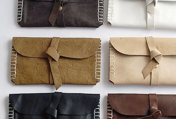 Handmade vintage womens leather long wallet leather envelope long wallet for women
