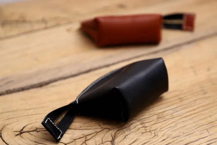 Handmade Women Leather Coin Wallet Minimalist Change Pouch Coin Zip Wallet For Women