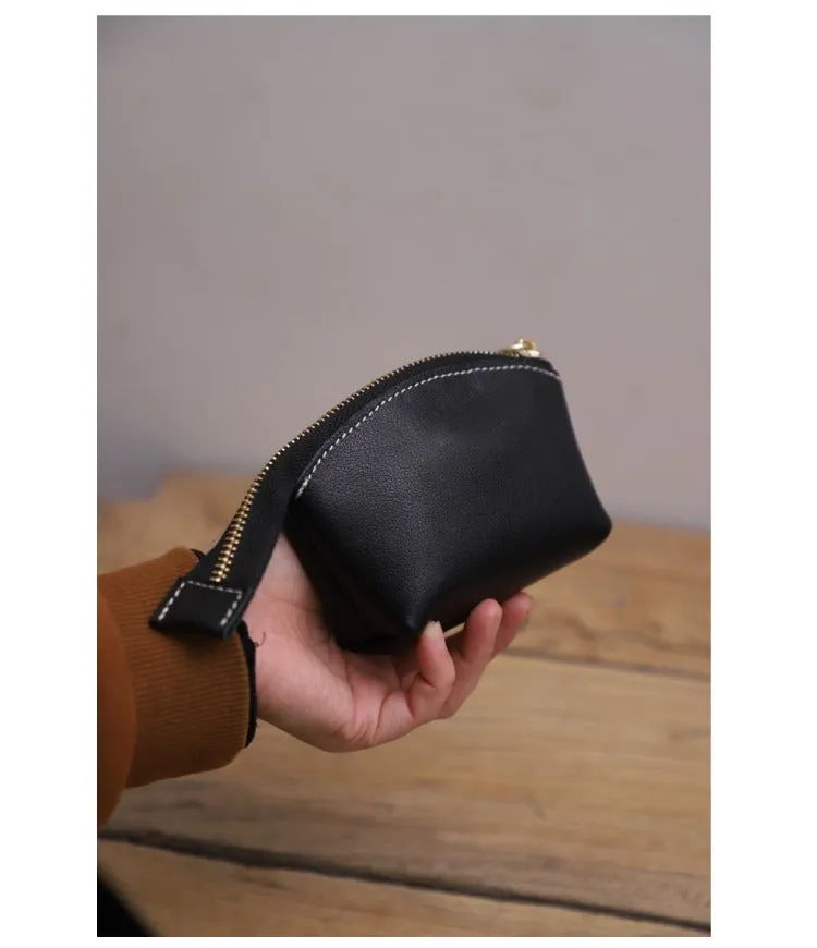 Handmade Women Leather Coin Wallet Minimalist Change Pouch Coin Zip Wallet For Women