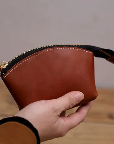 Handmade Women Leather Coin Wallet Minimalist Change Pouch Coin Zip Wallet For Women