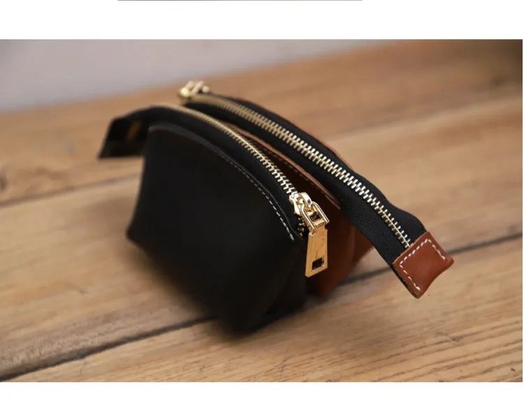 Handmade Women Leather Coin Wallet Minimalist Change Pouch Coin Zip Wallet For Women