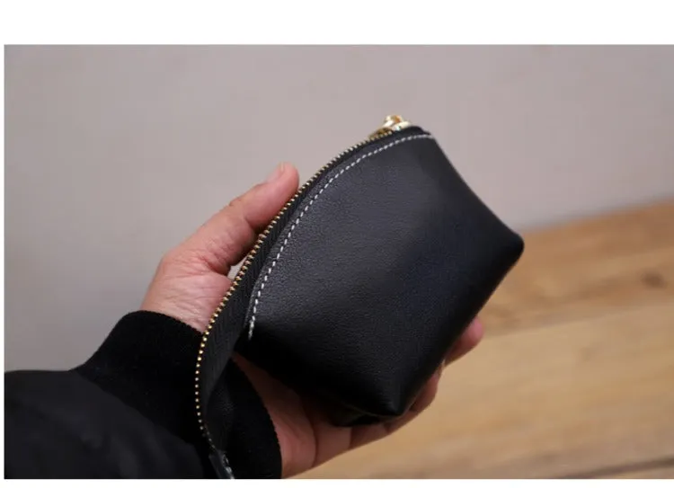 Handmade Women Leather Coin Wallet Minimalist Change Pouch Coin Zip Wallet For Women