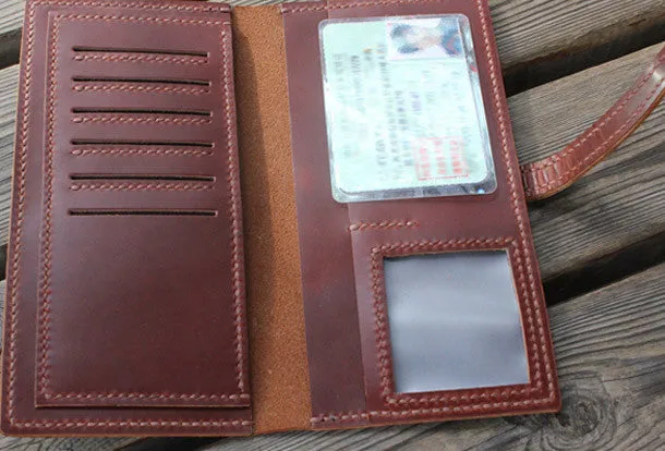 Handmade womens leather wallet long wallet clutch wallet for women