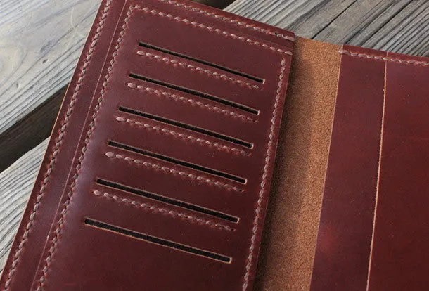 Handmade womens leather wallet long wallet clutch wallet for women