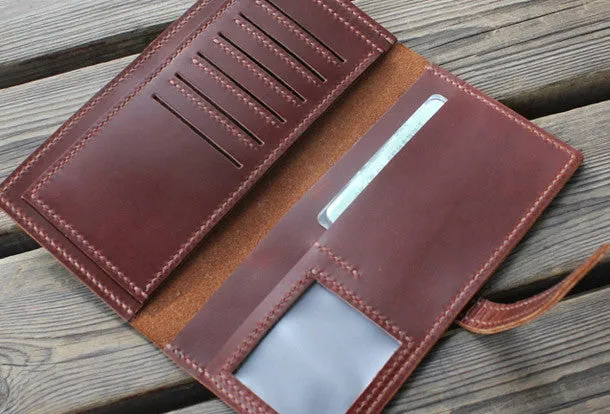 Handmade womens leather wallet long wallet clutch wallet for women