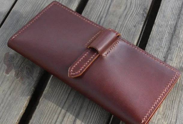 Handmade womens leather wallet long wallet clutch wallet for women