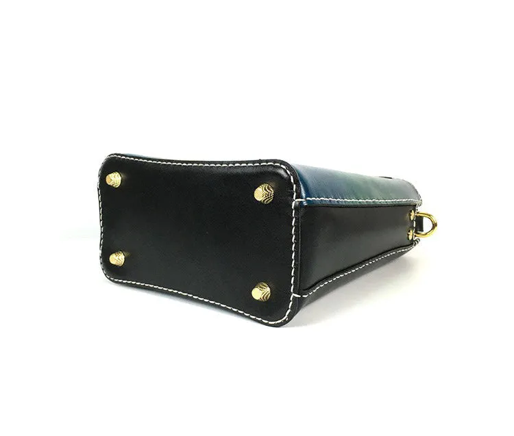 Handmade Womens Tooled Leather Square Handbag Purse SunFlower Crossbody Bag for Women