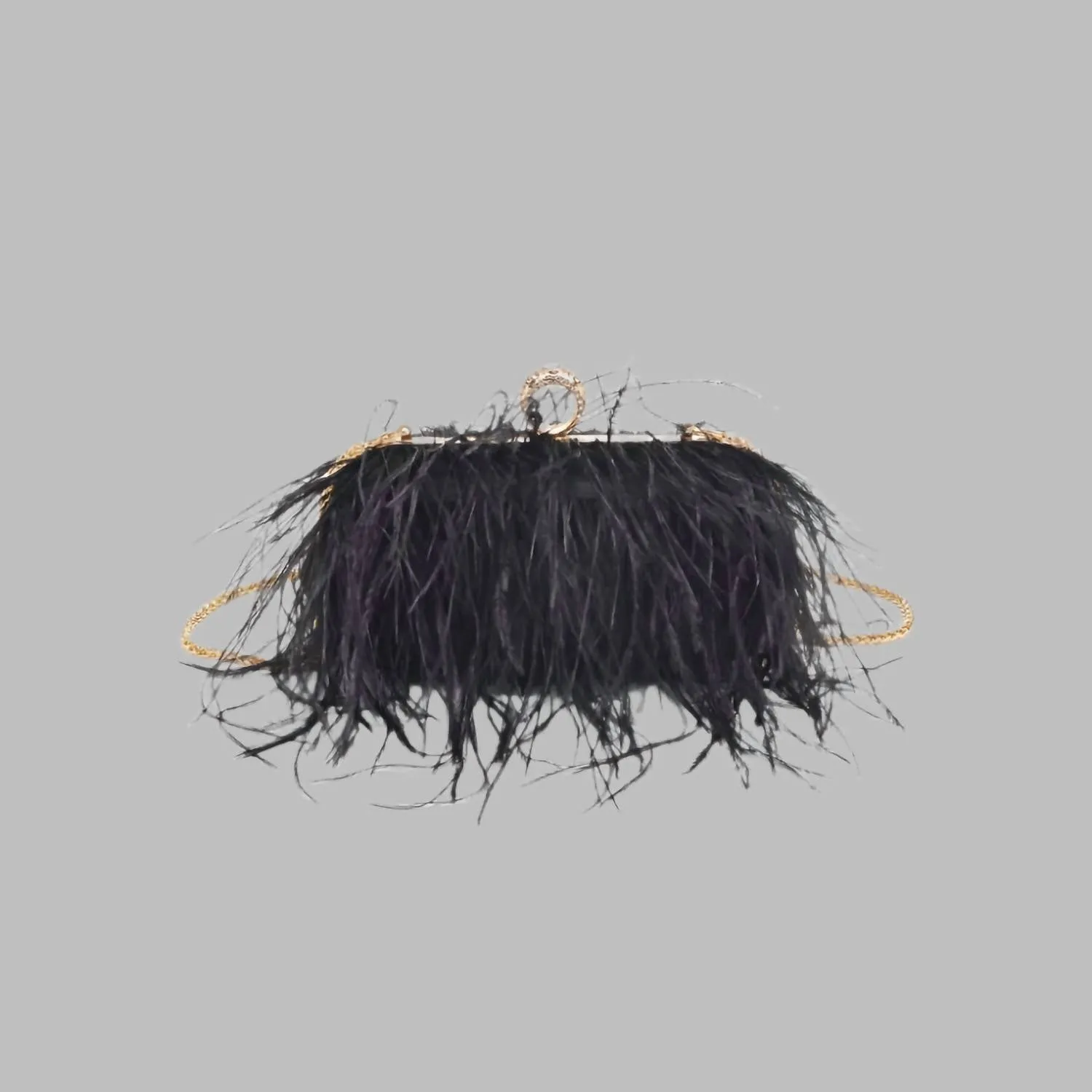 Harlow Feather Evening Bag In Black