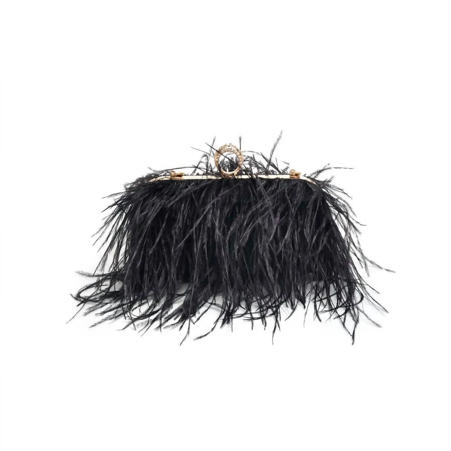 Harlow Feather Evening Bag In Black