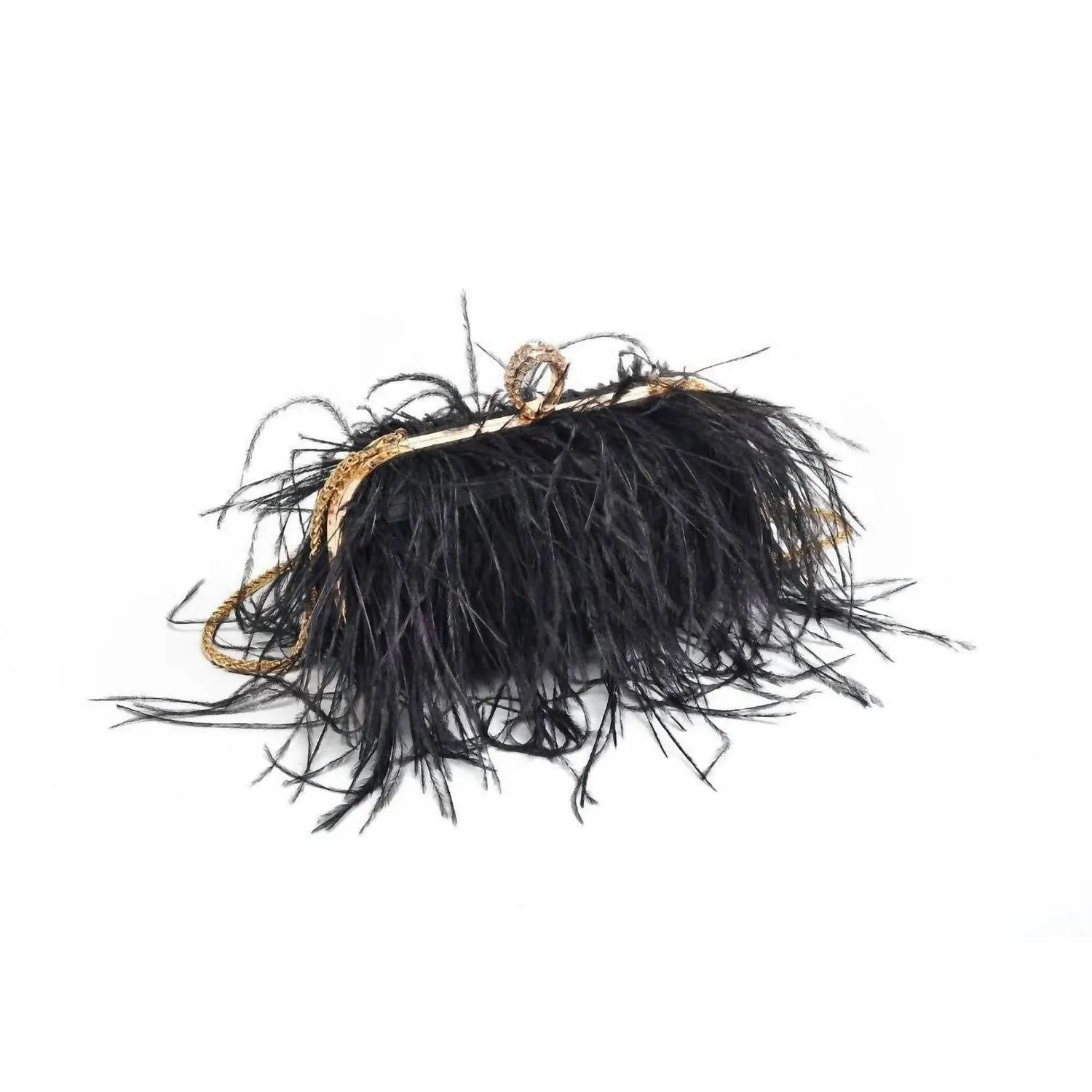 Harlow Feather Evening Bag In Black