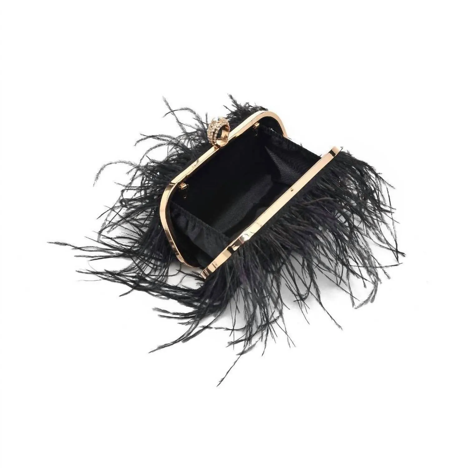 Harlow Feather Evening Bag In Black