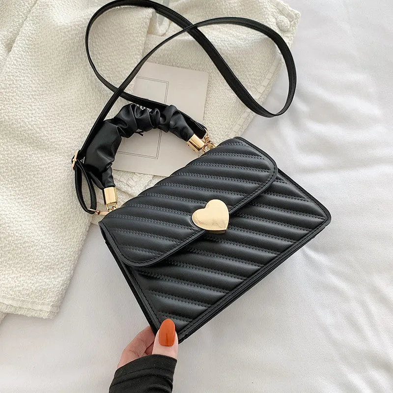 Heart Decor Snap Button Square Bag