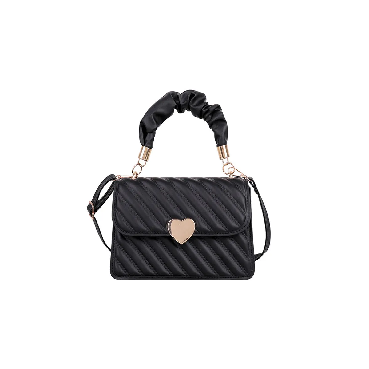 Heart Decor Snap Button Square Bag