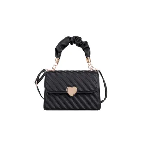Heart Decor Snap Button Square Bag