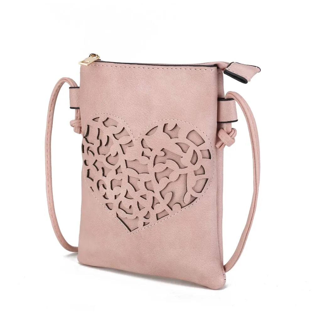 Heartly Vegan Leather Small Crossbody Handbag