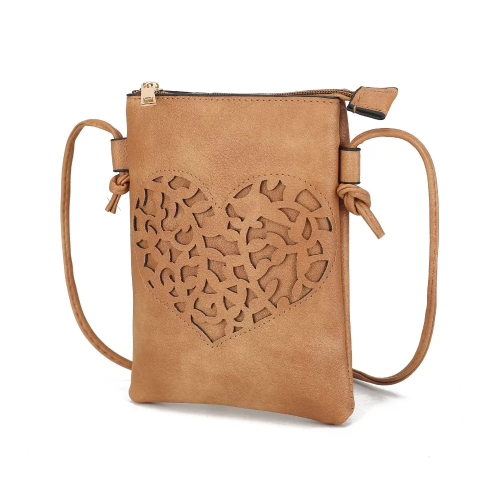 Heartly Vegan Leather Small Crossbody Handbag