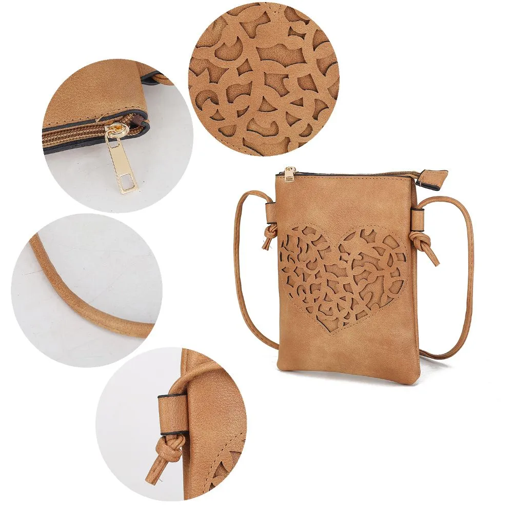 Heartly Vegan Leather Small Crossbody Handbag