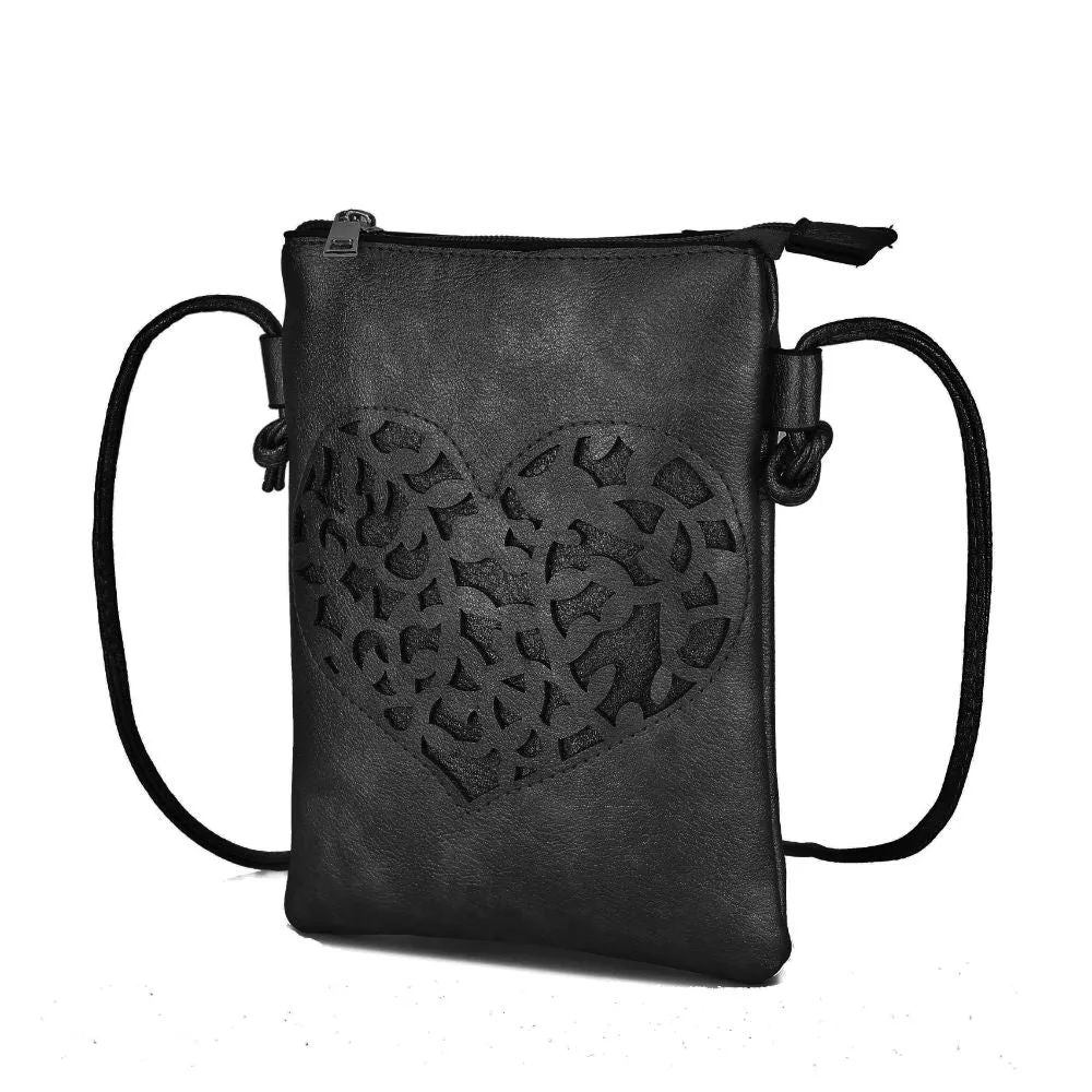 Heartly Vegan Leather Small Crossbody Handbag
